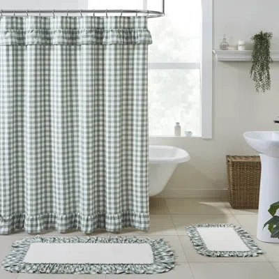 Vhc Brands Annie Buffalo Check 100% Cotton Gingham Single Shower Curtain In Sage Green