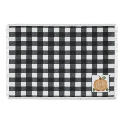 Vhc Brands Annie Buffalo Check 100% Recycled Plastic (pet) Checkered Rectangle Placemat In Black;white;orange