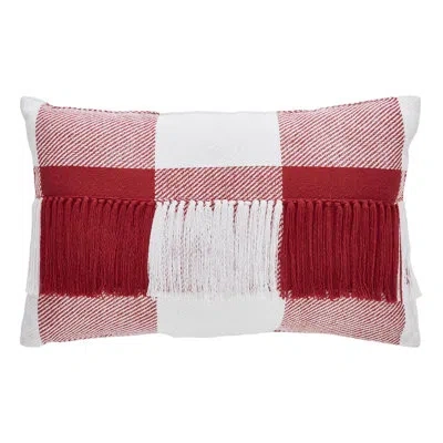 Vhc Brands Annie Buffalo Check Cotton Blend Lumar Pillow Cover & Insert In White;red