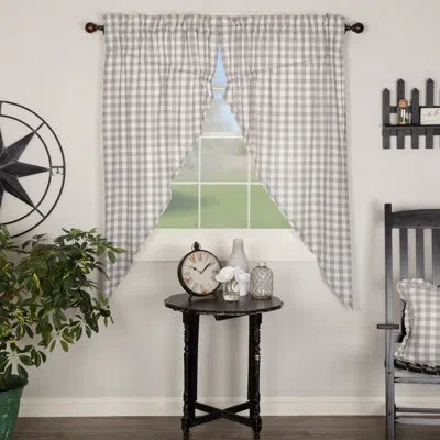 Vhc Brands Annie Buffalo Check Cotton Checkered Sheer Rod Pocket Curtain Panels In Gray