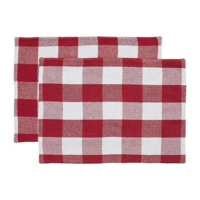 Vhc Brands Annie Buffalo Check Cotton Plaid Rectangle Placemat In White;red