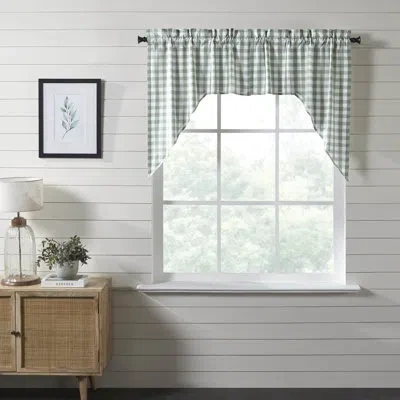 Vhc Brands Annie Buffalo Check Cotton Swag 36" Window Valance In Green
