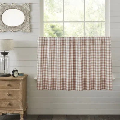 Vhc Brands Annie Buffalo Check Cotton Tailored 72" Cafe Curtain In Portabella