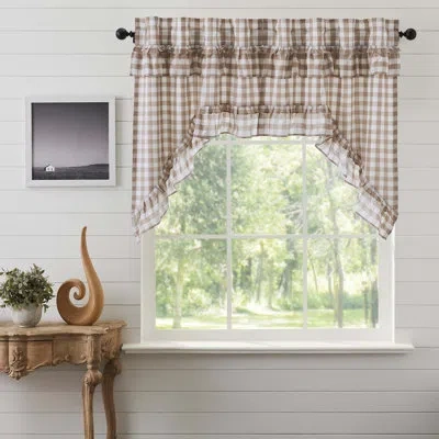 Vhc Brands Annie Buffalo Check Gingham Cotton Swag 72" Window Valance In Portabella