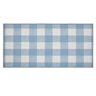 Vhc Brands Annie Buffalo Check Gingham Machine Woven Flatweave Polyester Indoor / Outdoor Area Rug In Blue/whit In Blue;white