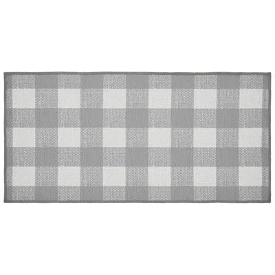 Vhc Brands Annie Buffalo Check Gingham Machine Woven Flatweave Polyester Indoor / Outdoor Area Rug In White/gra In White;gray