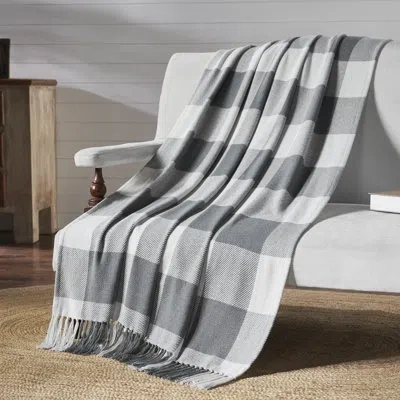 Vhc Brands Annie Buffalo Check Handmade Throw Blanket In Gray; White