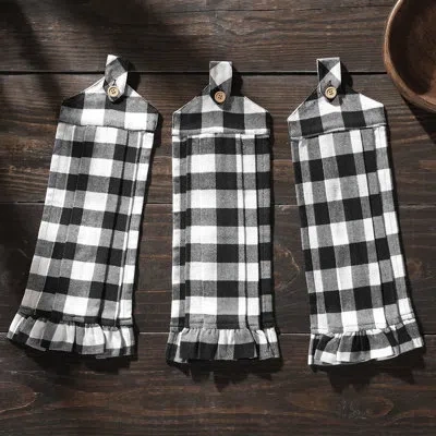 Vhc Brands Annie Buffalo Check Kitchen Towel In Black,white