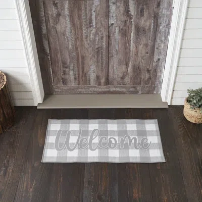 Vhc Brands Annie Buffalo Check Non-slip Outdoor Doormat In White;gray