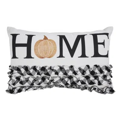 Vhc Brands Annie Buffalo Check Recycled Plastic Lumbar Rectangular Pillow Cover & Insert In Black;white;orange