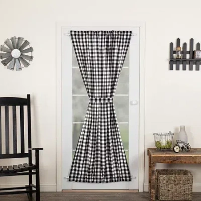 Vhc Brands Annie Check Light-filtering Rod Pocket Single Door Panel Curtain In Black