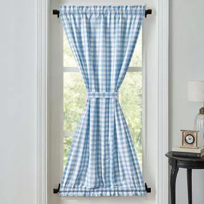 Vhc Brands Annie Check Light-filtering Rod Pocket Single Door Panel Curtain In Blue