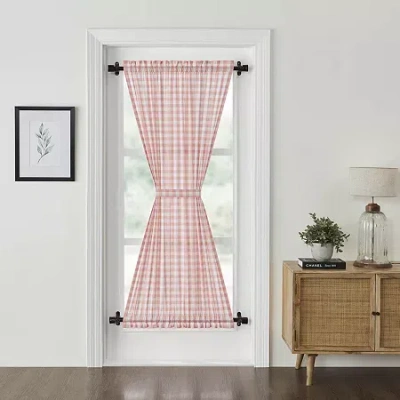 Vhc Brands Annie Check Light-filtering Rod Pocket Single Door Panel Curtain In Pink