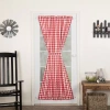 Vhc Brands Annie Check Light-filtering Rod Pocket Single Door Panel Curtain In Red
