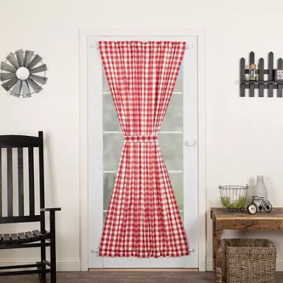 Vhc Brands Annie Check Light-filtering Rod Pocket Single Door Panel Curtain In Red