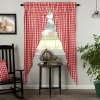 Vhc Brands Annie Check Prairie Rod Pocket Light-filtering Set Of 2 Curtain Panel In Red
