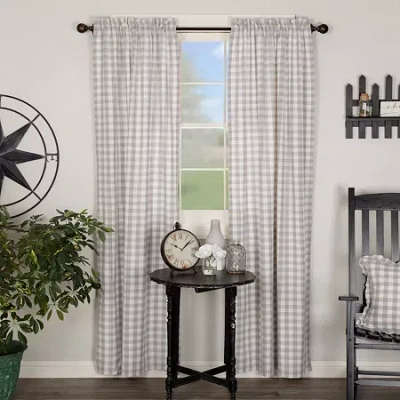 Vhc Brands Annie Check Rod Pocket Light-filtering Set Of 2 Curtain Panel In Gray