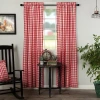 Vhc Brands Annie Check Rod Pocket Light-filtering Set Of 2 Curtain Panel In Red