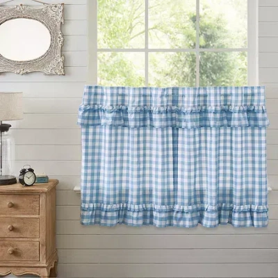 Vhc Brands Annie Check Ruffle 2-pc. Rod Pocket Window Tier In Blue