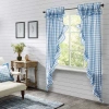 Vhc Brands Annie Check Ruffle Rod Pocket Light-filtering Set Of 2 Curtain Panel In Blue