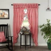 Vhc Brands Annie Check Ruffle Rod Pocket Light-filtering Set Of 2 Curtain Panel In Red
