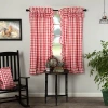 Vhc Brands Annie Check Ruffle Rod Pocket Light-filtering Set Of 2 Curtain Panel In Red