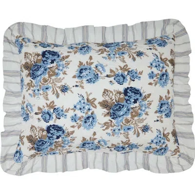 Vhc Brands Annie Floral 100% Cotton Ties Sham In Blue