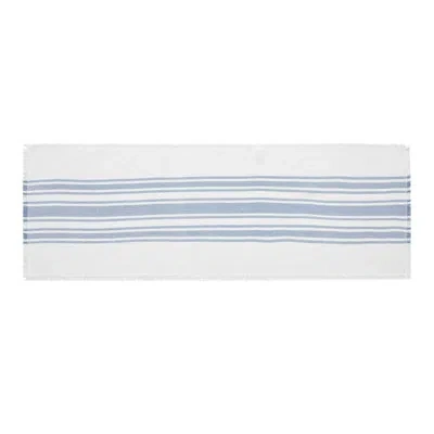 Vhc Brands Antique White Stripe Coral Indoor/outdoor Runner 12x36 In Blue
