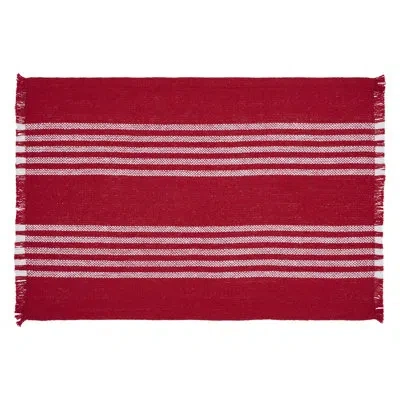 Vhc Brands Arendal Cotton Striped Rectangle Placemat In White;red
