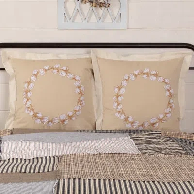Vhc Brands Ashmont 100% Cotton Buttons Sham In Cream;tan