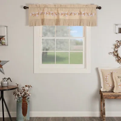 Vhc Brands Ashmont Floral Cotton Ruffled Window Valance In Cream/khaki/tan In Cream;tan