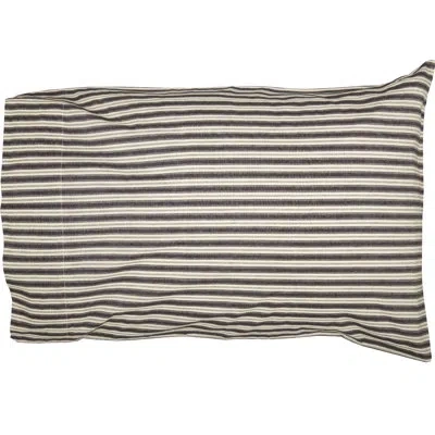 Vhc Brands Ashmont Ticking Striped 100% Cotton Pillowcase In Gray;cream