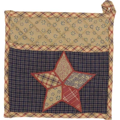 Vhc Brands August Grove Arlington Classic Tabletop And Kitchen Patchwork Star Potholder In Blue;red;tan