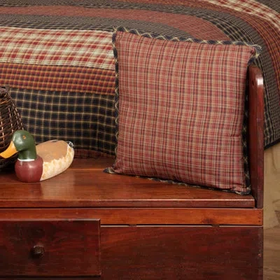 Vhc Brands Beckham Cotton Plaid Throw Pillow In Black;red;tan