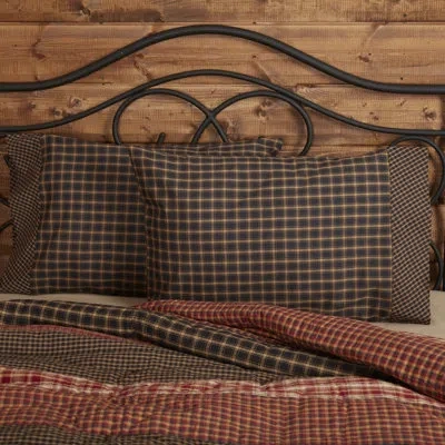 Vhc Brands Beckham Plaid 100% Cotton Pillowcase In Black;tan