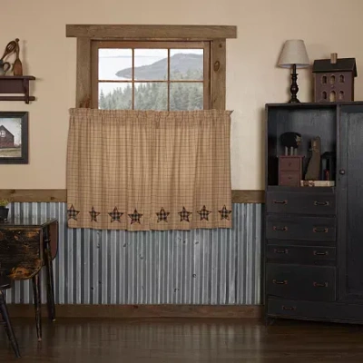 Vhc Brands Bingham Star 2-pc. Rod Pocket Window Tier In Black