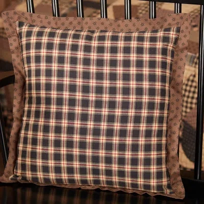 Vhc Brands Bingham Star Cotton Plaid Throw Pillow In Black;brown;red
