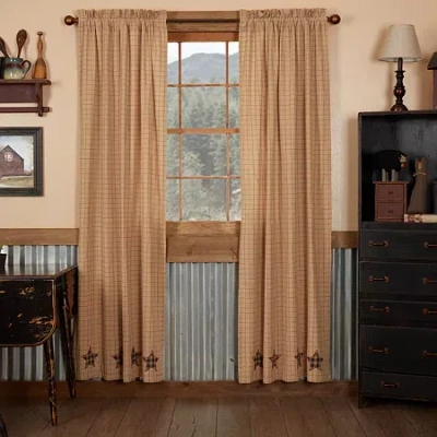 Vhc Brands Bingham Star Rod Pocket Embellished Light-filtering Set Of 2 Curtain Panel In Black