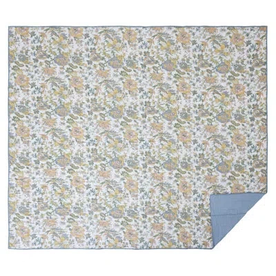 Vhc Brands Blue/beige/green Standard Cotton Reversible Quilt In Blue,beige,green