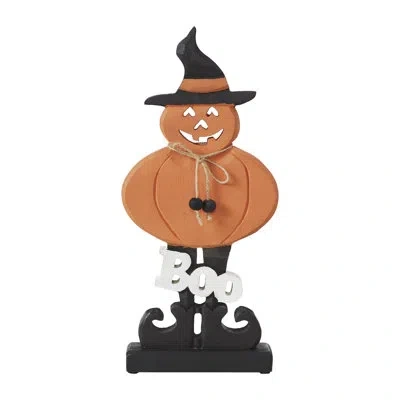 Vhc Brands Boo Wooden Jack-o-lantern 15.5x7.25x2 In Orange;black;white