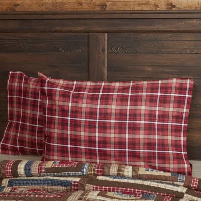 Vhc Brands Braxton Plaid 100% Cotton Pillowcase In Black;red;tan