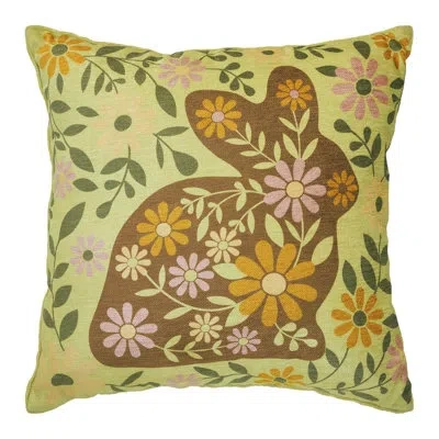 Vhc Brands Bunny Hop Pillow 12x12 In Green;pink;orange