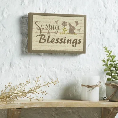 Vhc Brands Bunny Hop Spring Blessings Mdf Framed Wall Sign 6.5x10x1 In Brown;white;green