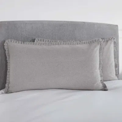 Vhc Brands Burlap 100% Cotton Buttons Sham In Dove Gray