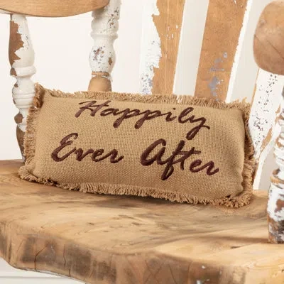 Vhc Brands Burlap Happily Ever After Cotton Lumbar  Pillow In Brown;tan