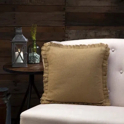Vhc Brands Burlap Natural Fringed Cotton Throw Pillow In Tan