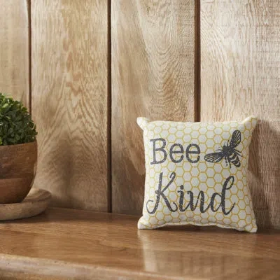 Vhc Brands Buzzy Bees Bee Kind Pillow 6x6 In Gray;yellow;cream