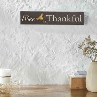 Vhc Brands Buzzy Bees Bee Thankful Grey Mdf Wall Sign 3x14x0.75