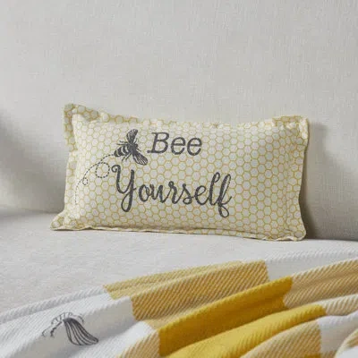 Vhc Brands Buzzy Bees Bee Yourself Pillow 7x13 In Gray;yellow;cream