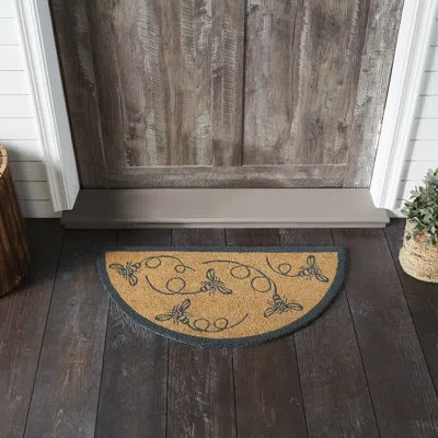 Vhc Brands Buzzy Bees Coir Rug Half Circle 16.5x33 In Gray;tan